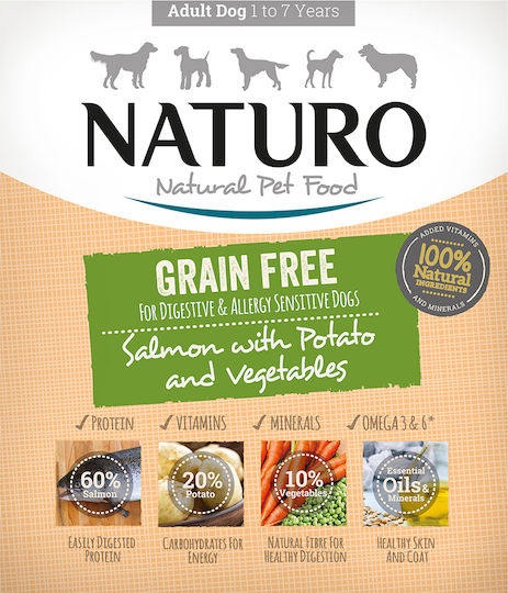 Naturo Wet Food Dogs in Pouches with Vegetables, Potatoes and Salmon Grain-Free 400gr