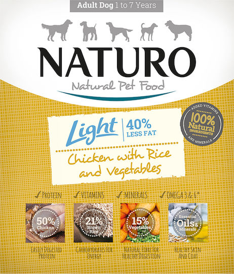 Naturo Light Wet Food Dogs in Pouches Diet with Chicken, Vegetables and Rice Diet, Grain-Free 400gr