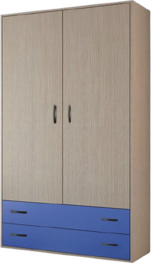 Nr 3 Zwei Türen Kinderkleiderschrank mit 2 Schubladen Lapte-Blau 90x50x180cm