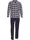 Vamp Men's Winter Cotton Checked Pajamas Set Blue