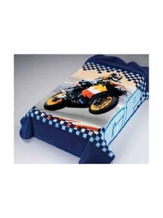 Adam Home Kids Velvet Blanket Bike 160x220cm Blue