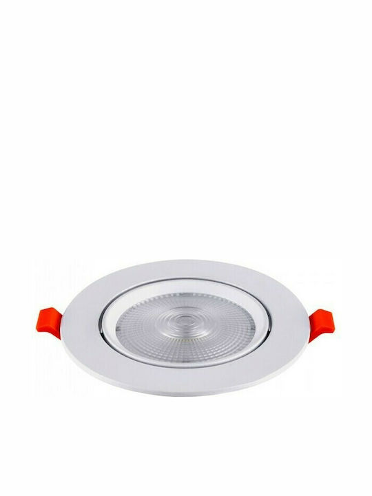 V-TAC Round Recessed LED Panel 20W with Natural White Light 17x17cm