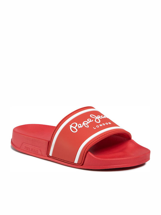 Kinder Badeschlappen Rot Slider Logo Pantoffeln Boys