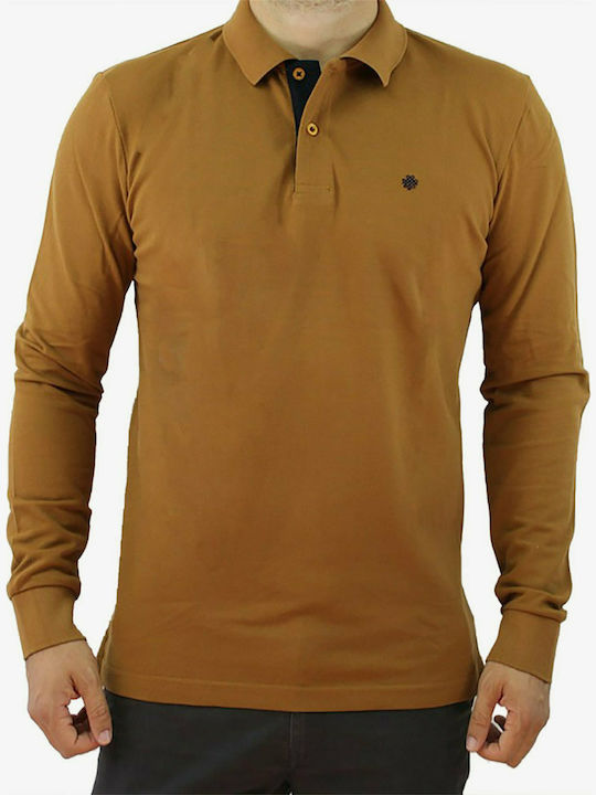 Dors Men's Long Sleeve Blouse Polo Camel