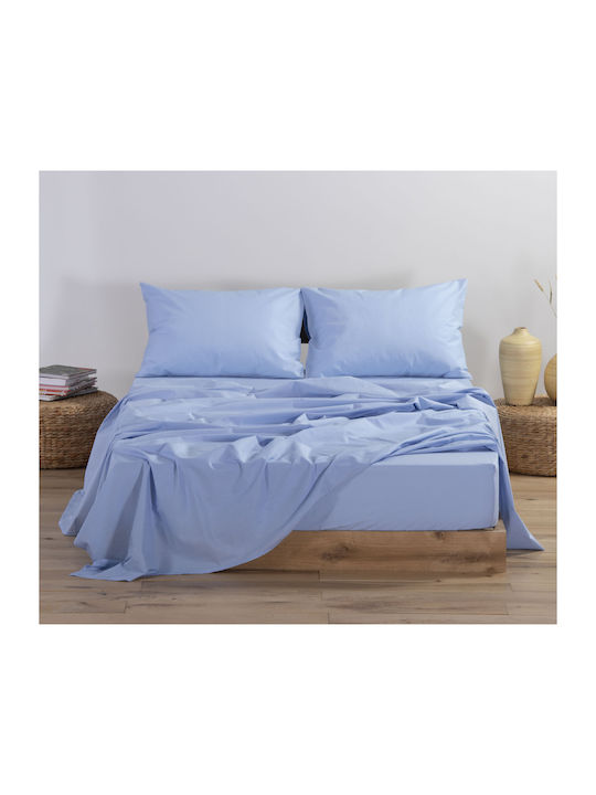 Nef-Nef Homeware Σεντόνι Μονό 170x270εκ. Basic Sky