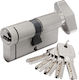 Domus Lock Cylinder Security Econ 75mm (30-45) with Knob and 5 Keys Silver