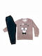 Minerva Set Top & Bottom Kids Winter Velvet Pyjamas Gray