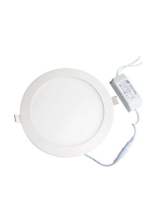Vito Στρογγυλό Χωνευτό LED Panel 24W με Φυσικό Λευκό Φως 4000K 30εκ.