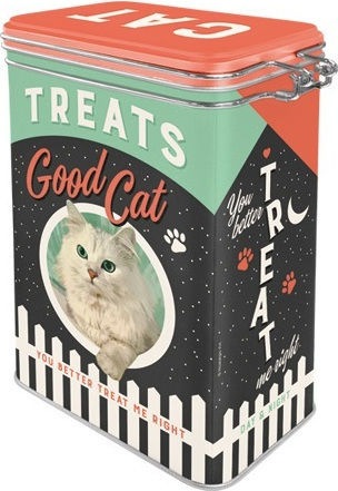 Nostalgic Art Animal Club Cat Treats Good Boy General Use Box with Lid Metallic Green 1300ml