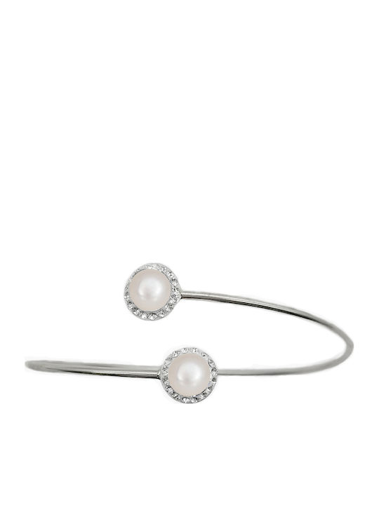 Silver 925 Bracelet with White Swarovski Crystals and Pearls