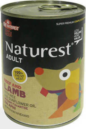 Pet Interest Naturest Adult Wet Food Dogs in Cans with Lamb, Calf and Rice 400gr