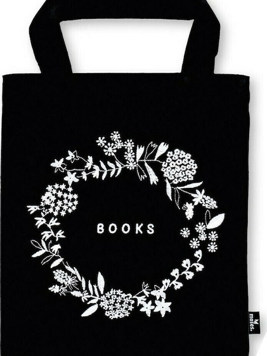 Moses Books Cotton Shopping Bag in Black color 17x25εκ.