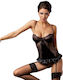 Casmir Lingerie Blanchet Corset & Gstring Sexy Σετ Εσωρούχων με Δαντέλα & Ζαρτιέρες Black