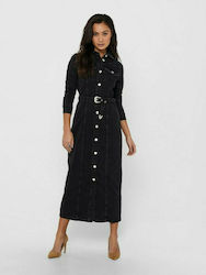 Only Maxi All Day Dress Denim with Buttons Black
