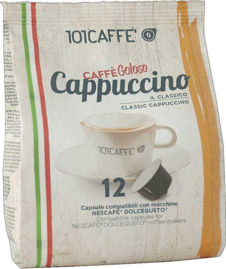 101Caffè Kapseln Cappuccino Cappuccino Kompatibel mit Maschine Dolce Gusto 12Mützen