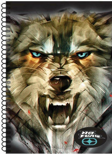 No Fear Spiral Notebook Ruled A4 2 Subjects Army Wolf Beige 1pcs