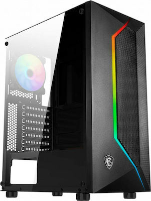 MSI MAG Vampiric 100R Gaming Midi Tower Computer Case with Window Panel and RGB Lighting Black