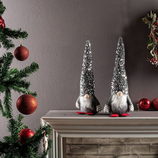 Teoran Christmas Fabric Figure Dwarf Silver 8x8cm