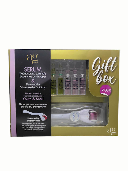 Ag Pharm Youth Serum, Snail Serum & Derma Roller Hautpflegeset für Feuchtigkeitsspendend 5Stück