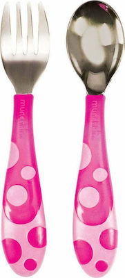 Munchkin Baby Set with Fork made of Metal for 12+ months Pink 2pcs