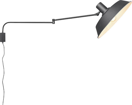 Trio Lighting Bolder Vintage Lamp Wall Socket with Socket E27 and Switch Black 35.5x29cm