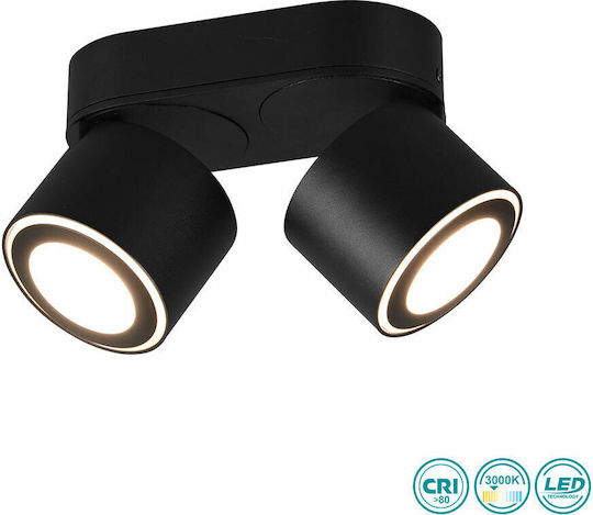 Trio Lighting Taurus Διπλό LED Θερμό Λευκό Σποτ σε Μαύρο Χρώμα