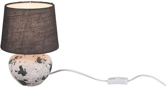 Trio Lighting Bay Ceramic Vintage Table Lamp for Socket E14 with Gray Shade and White Base