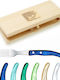 Claude Dozorme Inox Table Fork Set Blue Green Laguiole 6pcs