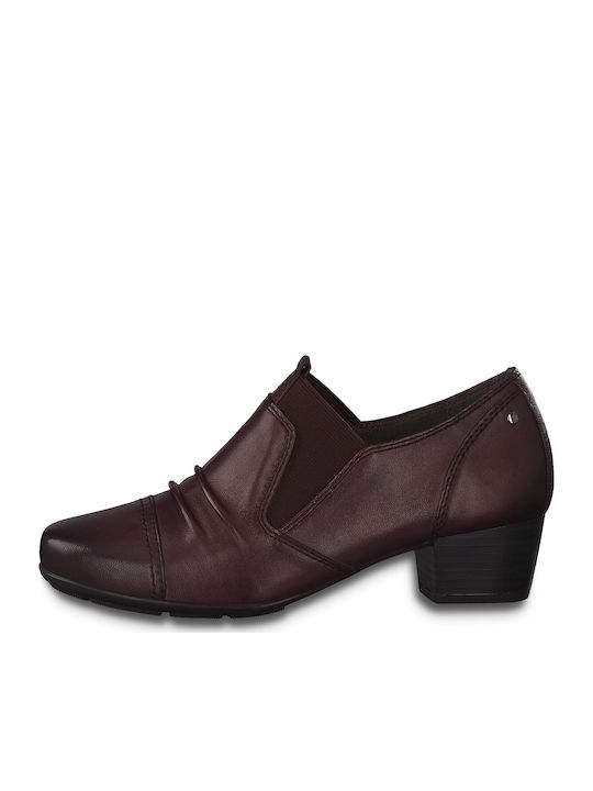 Leder Damen Chelsea Stiefeletten Burgundisch