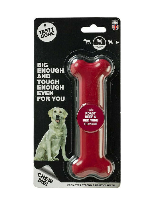 Tasty Bone Knochenspielzeug Hund mit Geschmack Rindfleisch Groß 17εκ. Rot 1Stück