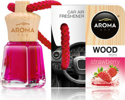 Aroma Car Agățătoare Lichid Aromatic Mașină Wood Mini Căpșuni 4ml 1buc