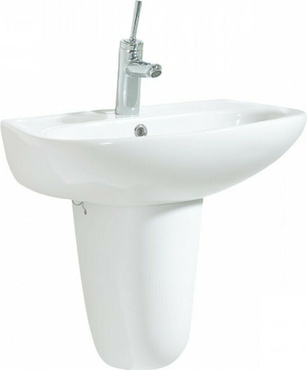 Creavit Apollo An der Wand montiert Waschbecken mit Säule Porzellan 80x28x28.6cm Weiß
