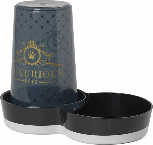 Moderna Tasty Jumbo Luxurious Automatic Plastic Bowl with Container Food & Water for Dog & Cat 2x 3.75lt in Black Color