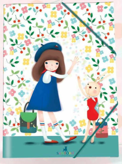Santoro Folder with Rubber Band and Ears for Paper A4 Beige 19760 Kori Kumi