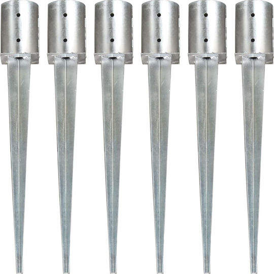 vidaXL Streikposten für Gartenzaun aus Stahl 10x10x76cm 6Stück Silver