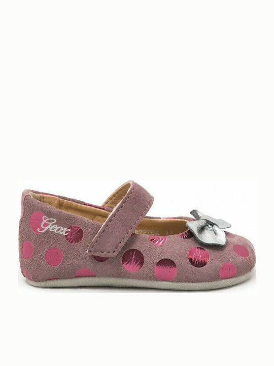 Kids Anatomic Suede Ballerinas New Ian with Hoop & Loop Closure Pink