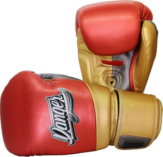 Danger Equipment Evolution Evo X Muay Thai Γάντια Πυγμαχίας από Συνθετικό Δέρμα για Αγώνα Κόκκινα