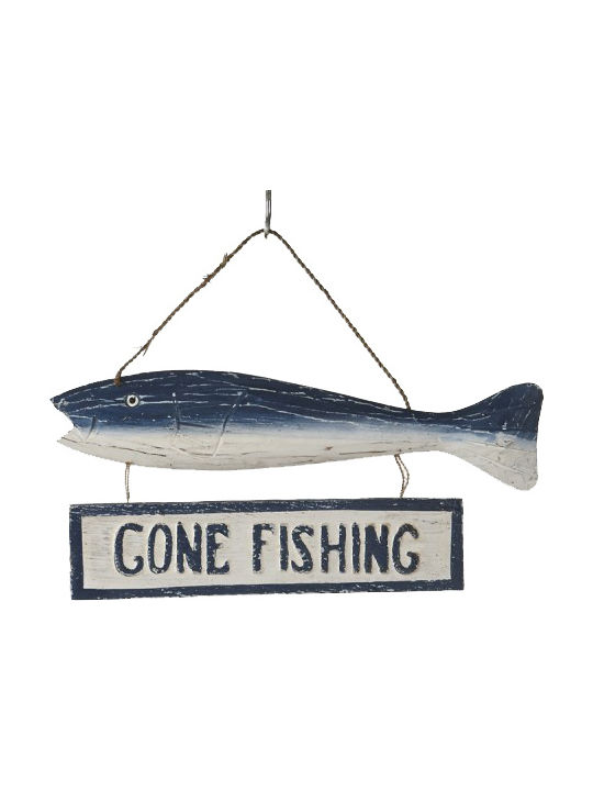 Semn decorativ de perete din lemn "Gone Fishing