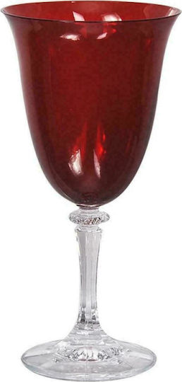 Bohemia Kleopatra Set of Glasses Water made of Crystal in Red Color Stemmed 360ml 6pcs
