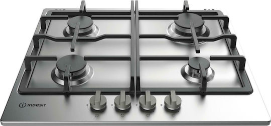 Indesit THP 641 W/IX/I Gas Cooktop Autonomous Inox 58x51εκ. Silver