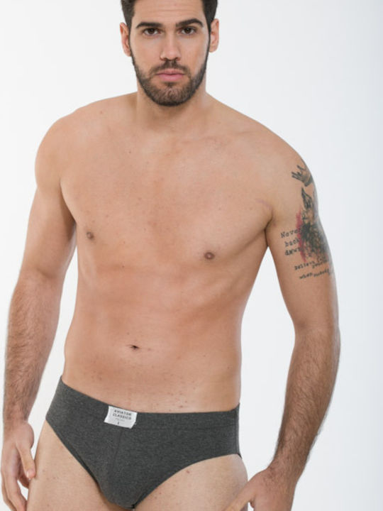 CLASSIC MEN'S COTTON BRIEFS MEN'S ANTHRACITE