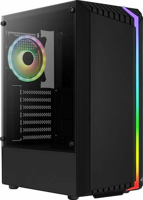 Aerocool Bionic V2 Midi Tower Computer Case with Window Panel and RGB Lighting Black