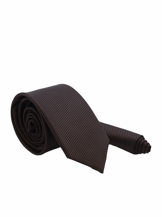 Set Tie & Handkerchief Dark Brown 6cm.