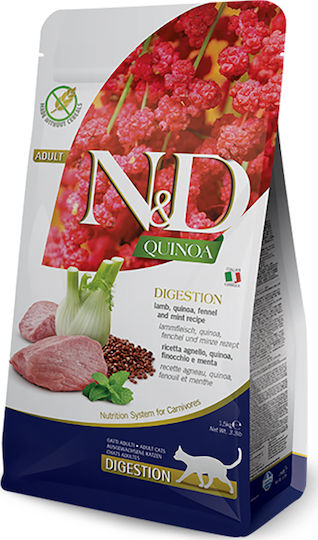 Farmina N&D Quinoa Digestion Ξηρά Τροφή για Ενήλικες Γάτες με Ευαίσθητο Γαστρεντερικό με Αρνί Fennel 5kg