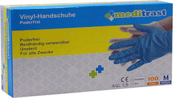 Meditrast Vinyl-Handschuhe Handschuhe aus Vinyl Puderfrei in Transparent Farbe 100Stück