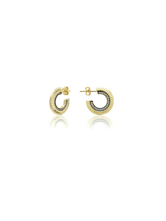 Jcou Earrings Hoops made of Silver Gold Plated with Stones JW903G4-01