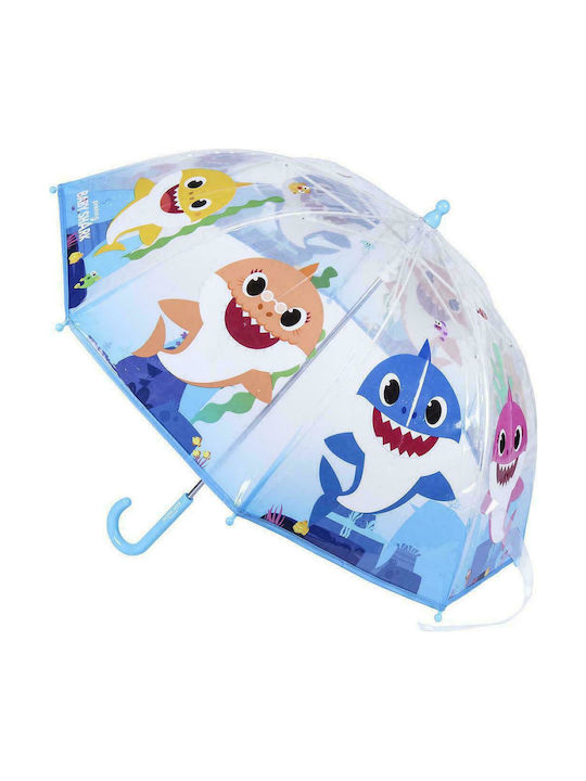 Cerda Umbrelă pentru copii Mâner curbat Baby Shark Albastru cu diametrul de 74cm.