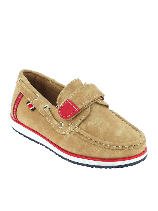 IQ Shoes Boys Anatomic PU Leather Moccasins with Velcro Tabac Brown