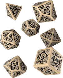 Q Workshop Celtic 3D Dice Set Dice Beige & Blac...