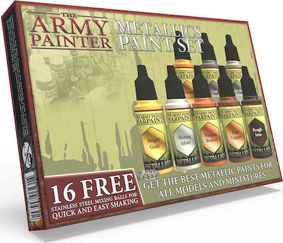 The Army Painter Warpaints Metallics Paint Set de vopsele pentru modelism 18ml 8buc WP8043